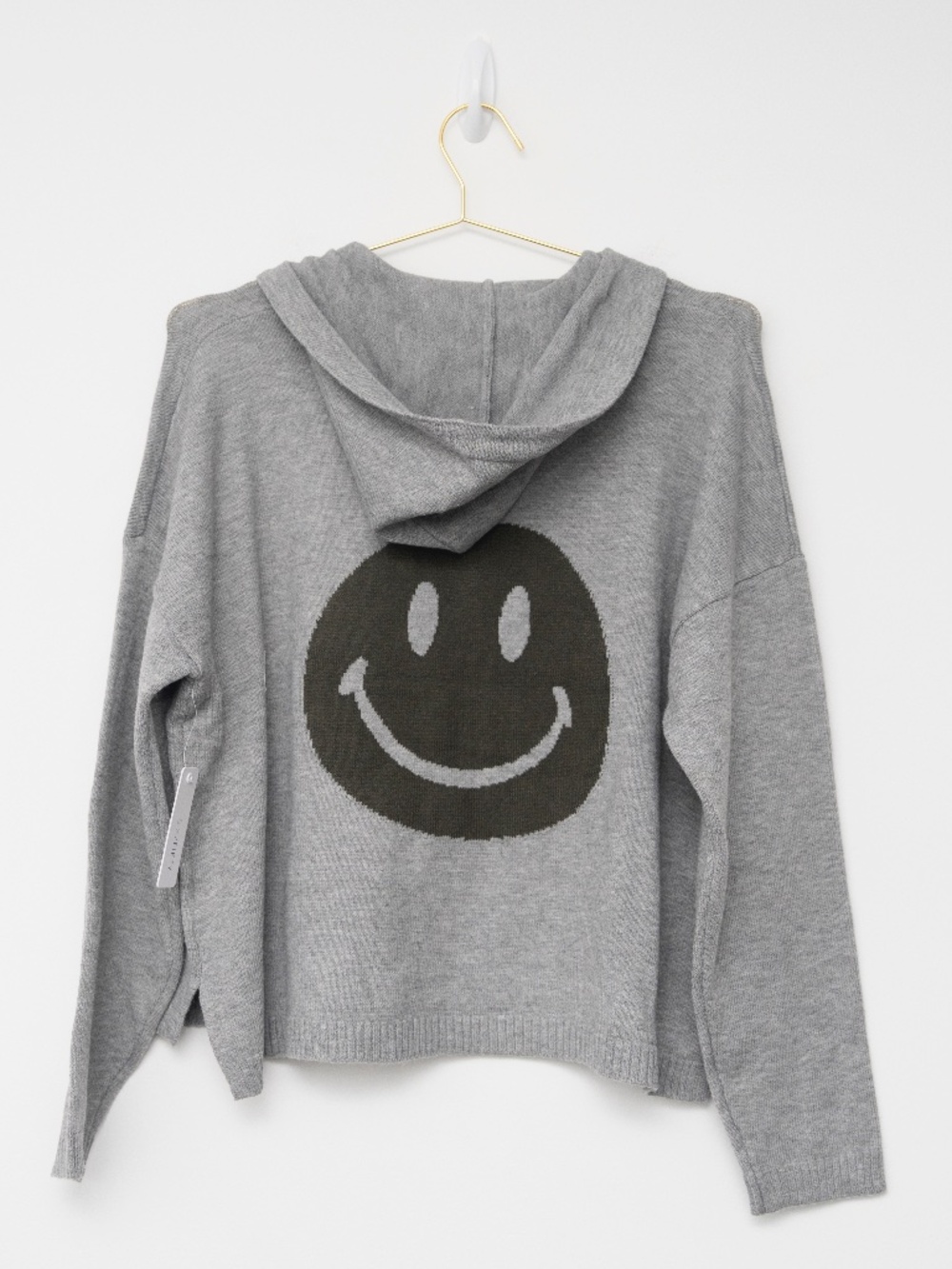SIX/FIFTY - Smiley Face Knit Hoodie Sweater